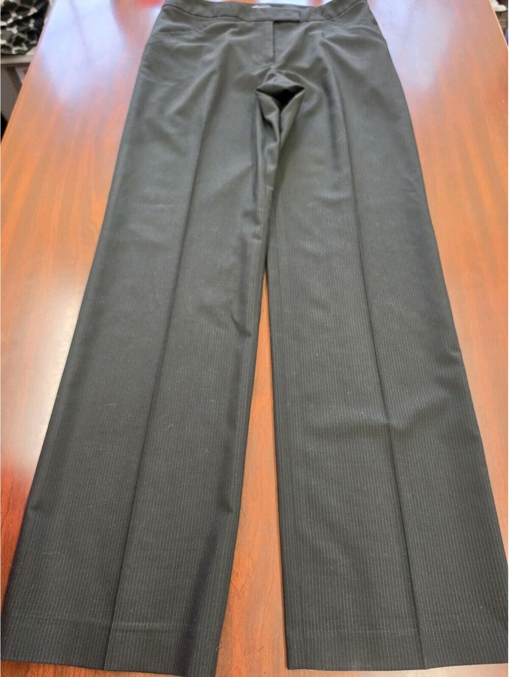 Sharagano Atelier Womens Black Pinstripe Dress Pants Career Stretch Size 8